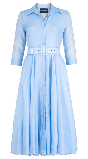 Aster Dress Shirt Collar 3/4 Sleeve Midi Length Silk Musola (Solid)