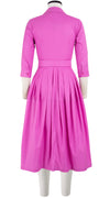 Claire Dress Shirt Collar 3/4 Sleeve Midi Length Cotton Stretch_Solid_Hot Pink