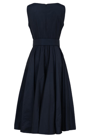 Aster Dress Boat Neck Sleeveless Midi Length Silk Taffta (Solid)