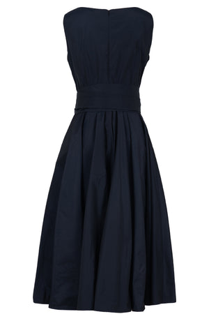 Aster Dress Boat Neck Sleeveless Midi Length Silk Taffta (Solid)