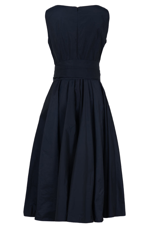 Aster Dress Boat Neck Sleeveless Midi Length Silk Taffta (Solid)