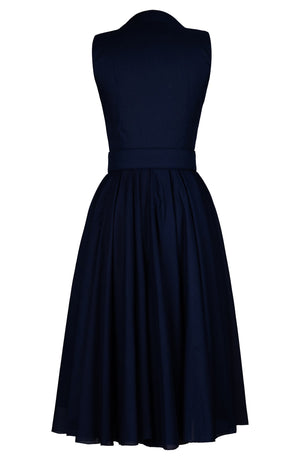Aster Dress Shirt Collar Sleeveless Midi Length Silk Musola (Solid)