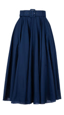 Aster Skirt #1 with Belt Midi Length Silk Musola (Solid)