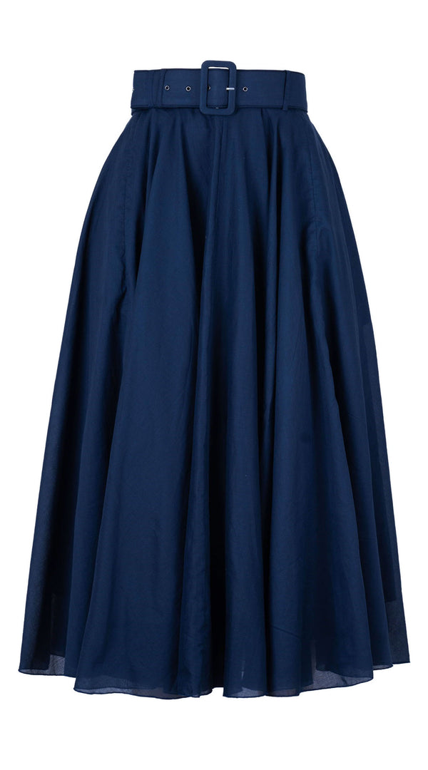Aster Skirt #1 with Belt Midi Length Silk Musola (Solid)