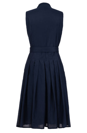 Audrey Dress #4 Shirt Collar Sleeveless Midi Length Silk Musola (Solid)