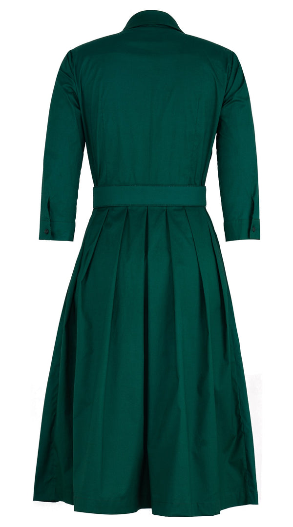 Audrey Dress #1 Shirt Collar 3/4 Sleeve Long Length Cotton Stretch (Solid)