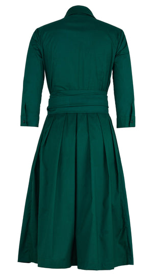 Audrey Dress #1 Shirt Collar 3/4 Sleeve Long Length Cotton Stretch (Solid)