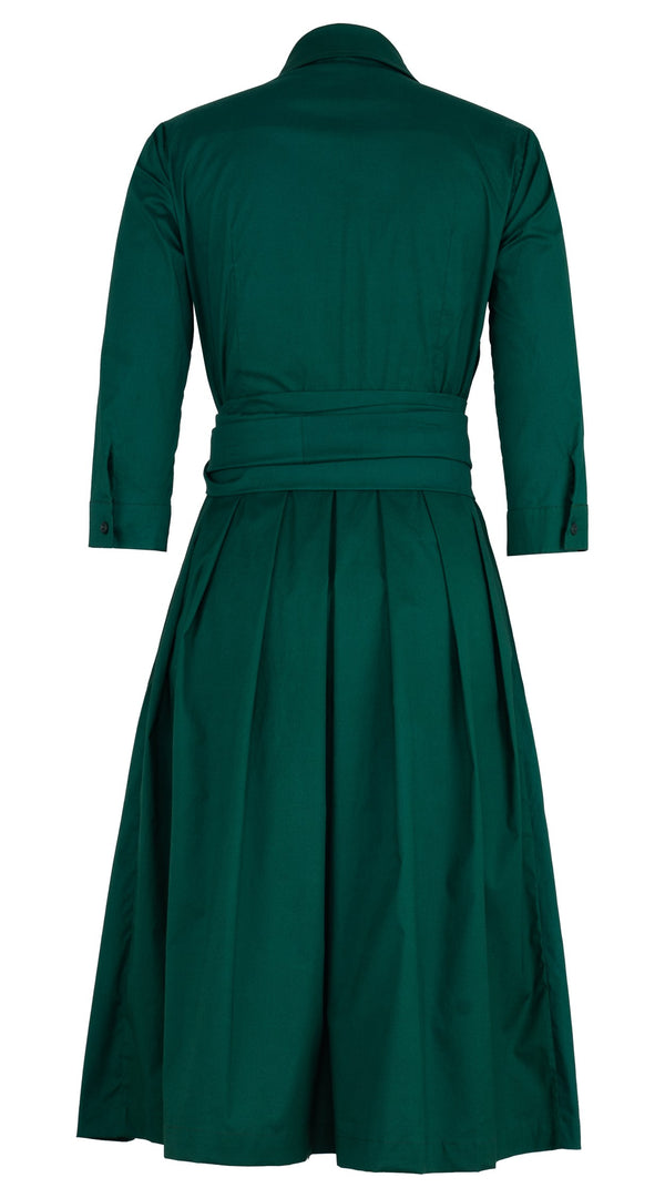 Audrey Dress #1 Shirt Collar 3/4 Sleeve Long Length Cotton Stretch (Solid)