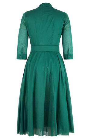 Avenue Dress Shirt Collar 3/4 Sleeve Midi Length Silk Musola (Solid)