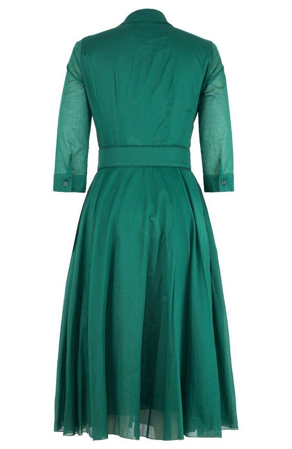 Avenue Dress Shirt Collar 3/4 Sleeve Midi Length Silk Musola (Solid)