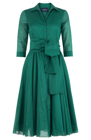 Avenue Dress Shirt Collar 3/4 Sleeve Midi Length Silk Musola (Solid)