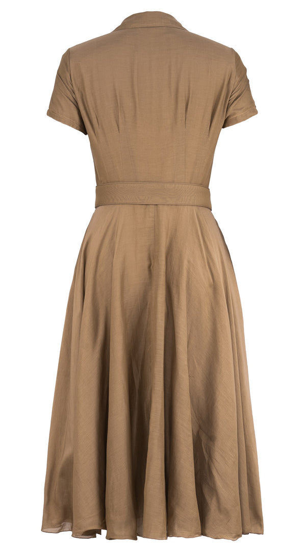 Aster Dress Shirt Collar Short Cuffed Sleeve Midi Length Cotton Musola (Solid)