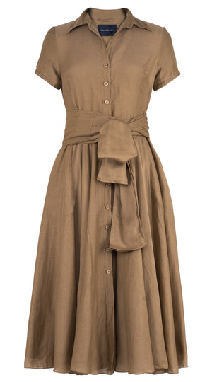 Aster Dress Shirt Collar Short Cuffed Sleeve Midi Length Cotton Musola (Solid)