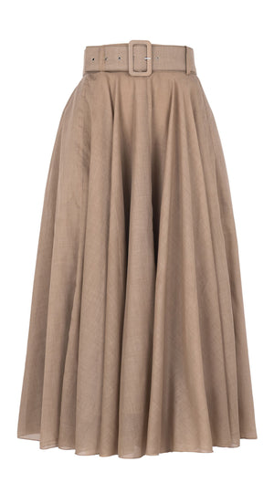 Aster Skirt #1 with Belt Midi Length Silk Musola (Solid)