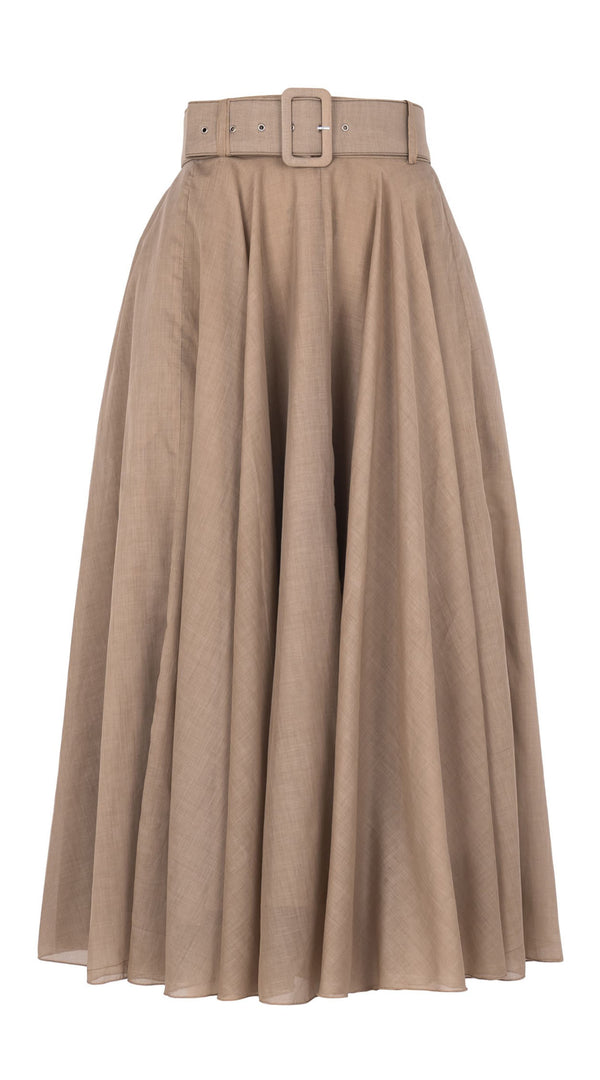 Aster Skirt #1 with Belt Midi Length Silk Musola (Solid)