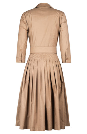 Audrey Dress #2 Shirt Collar 3/4 Sleeve Long Length Cotton Stretch (Solid)