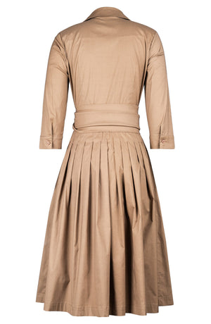 Audrey Dress #2 Shirt Collar 3/4 Sleeve Long Length Cotton Stretch (Solid)