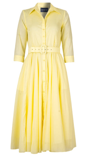 Aster Dress Shirt Collar 3/4 Sleeve Midi Length Silk Musola (Solid)