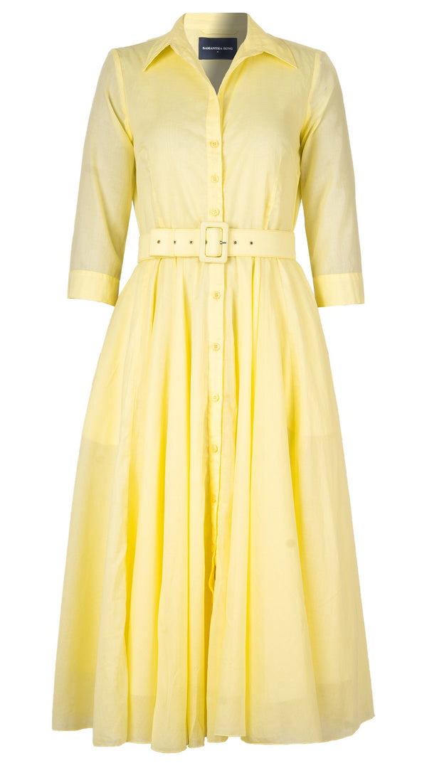 Aster Dress Shirt Collar 3/4 Sleeve Midi Length Silk Musola (Solid)