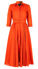 Aster Dress Shirt Collar 3/4 Sleeve Midi Length Silk Musola (Solid)