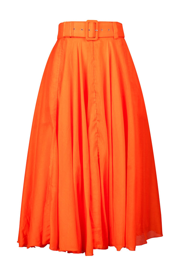 Aster Skirt #1 with Belt Midi Length Silk Musola (Solid)