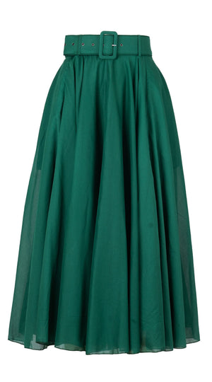 Aster Skirt #1 with Belt Midi Length Silk Musola (Solid)