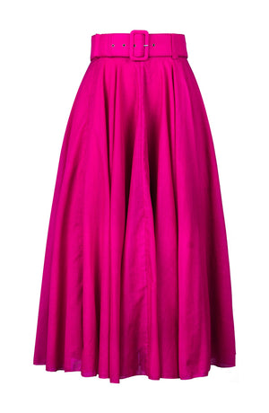 Aster Skirt #1 with Belt Midi Length Silk Musola (Solid)