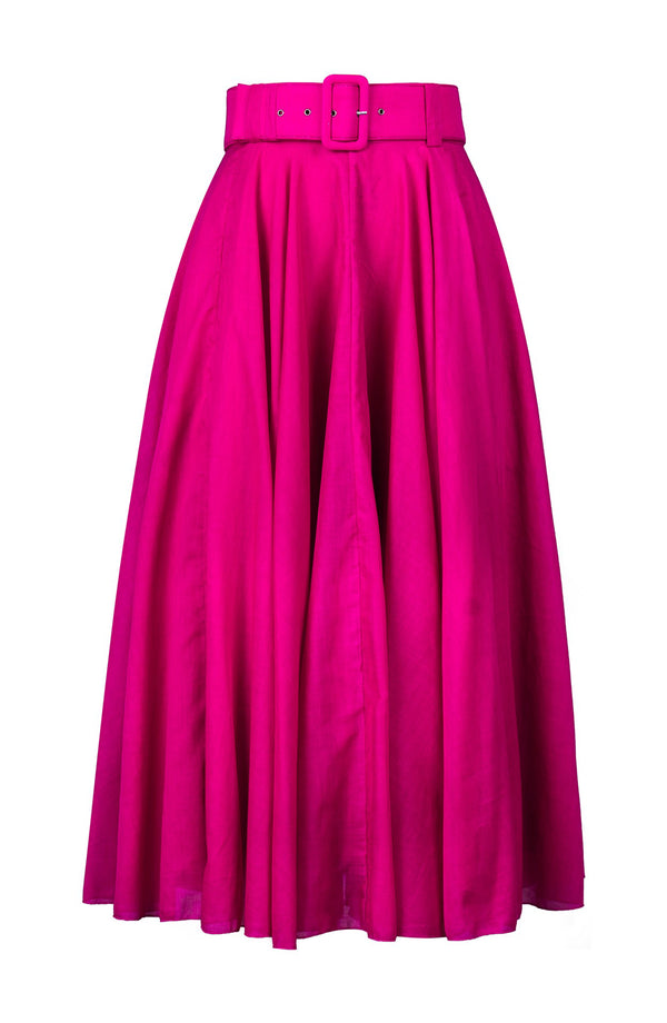 Aster Skirt #1 with Belt Midi Length Silk Musola (Solid)