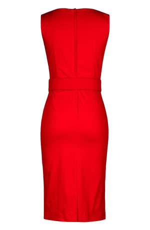 Celine Dress High Boat Neck Sleeveless Regular Length Cotton Dobby Stretch (Solid)