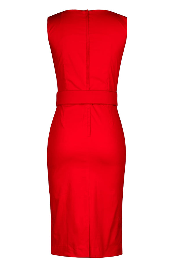 Celine Dress High Boat Neck Sleeveless Regular Length Cotton Dobby Stretch (Solid)