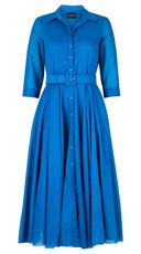 Aster Dress Shirt Collar 3/4 Sleeve Midi Length Silk Musola (Solid)