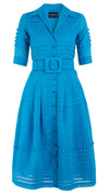 Audrey Dress #5 Shirt Collar 1/2 Sleeve with Hamilton Belt Midi Length Cotton Musola (Solid)