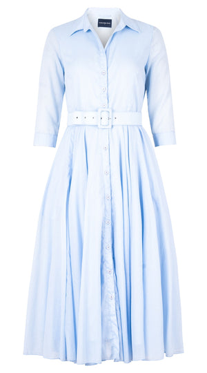 Aster Dress Shirt Collar 3/4 Sleeve Midi Length Silk Musola (Solid)