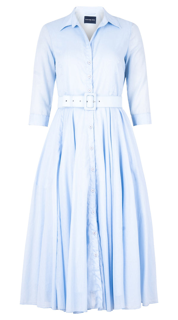 Aster Dress Shirt Collar 3/4 Sleeve Midi Length Silk Musola (Solid)