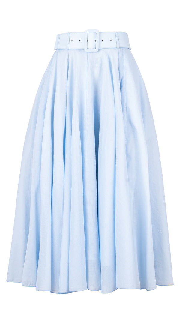 Aster Skirt #1 with Belt Midi Length Silk Musola (Solid)