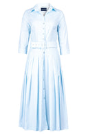 Audrey Dress #2 Shirt Collar 3/4 Sleeve Midi Length Cotton Stretch (Solid)