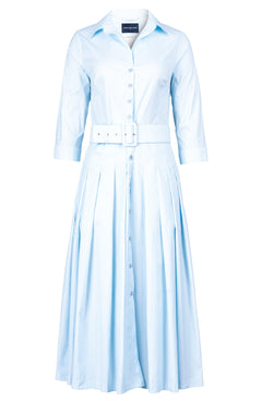 Audrey Dress #2 Shirt Collar 3/4 Sleeve Midi Length Cotton Stretch (Solid)
