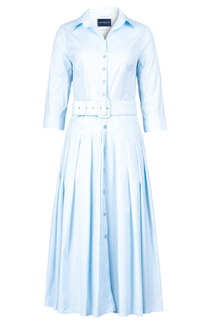Audrey Dress #2 Shirt Collar 3/4 Sleeve Midi Length Cotton Stretch (Solid)