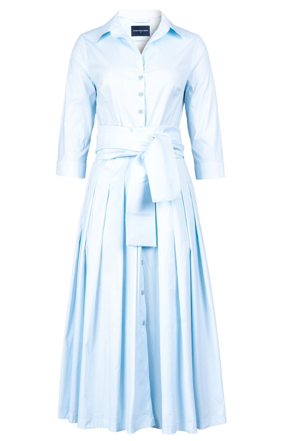 Audrey Dress #2 Shirt Collar 3/4 Sleeve Midi Length Cotton Stretch (Solid)