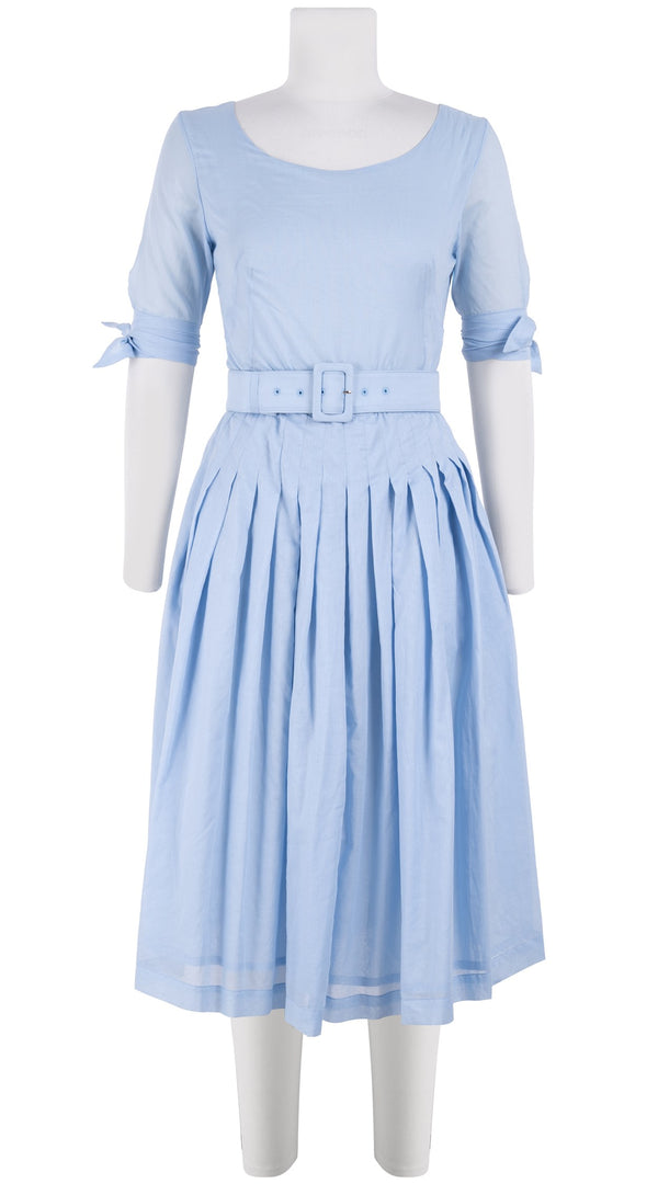 Florance Dress Boat Neck 1/2 Tie Sleeve Long Length Silk Musola (Solid)