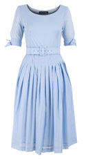 Florance Dress Boat Neck 1/2 Tie Sleeve Long Length Silk Musola (Solid)