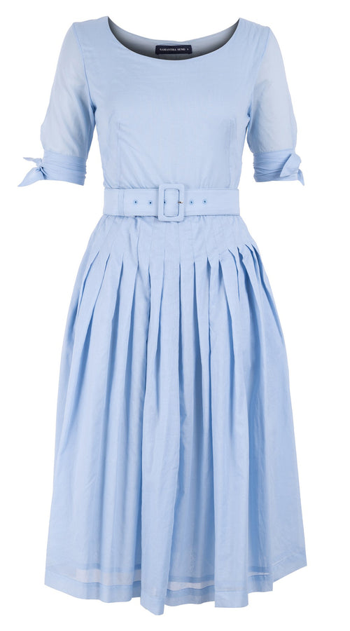 Florance Dress Boat Neck 1/2 Tie Sleeve Long Length Silk Musola (Solid)