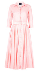 Aster Dress Shirt Collar 3/4 Sleeve Midi Length Silk Musola (Solid)