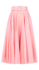Aster Skirt #1 with Belt Midi Length Silk Musola (Solid)
