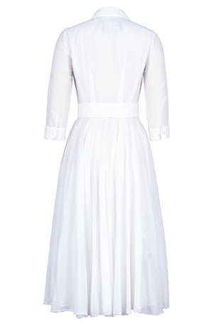 Aster Dress Shirt Collar 3/4 Sleeve Midi Length Silk Musola (Solid)