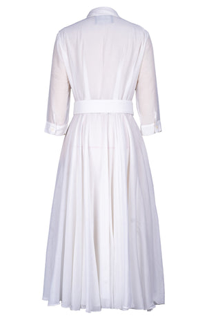 Aster Dress Shirt Collar 3/4 Sleeve Midi Length Silk Musola (Solid)