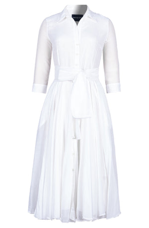 Aster Dress Shirt Collar 3/4 Sleeve Midi Length Silk Musola (Solid)