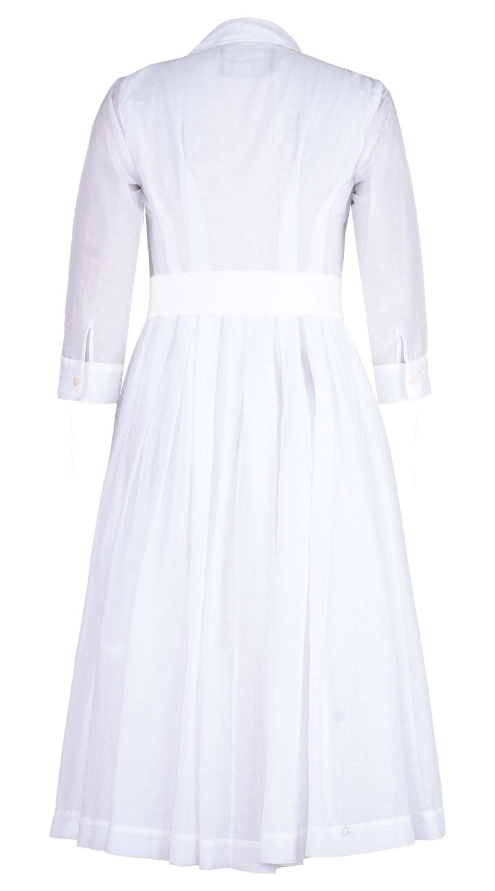 Audrey Dress #1 Shirt Collar 3/4 Sleeve Midi Length Silk Musola (Solid)