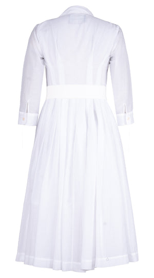 Audrey Dress #1 Shirt Collar 3/4 Sleeve Midi Length Silk Musola (Solid)