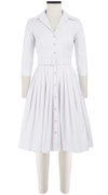 Audrey Dress #2 Shirt Collar 3/4 Sleeve Long Length Cotton Stretch (Solid)